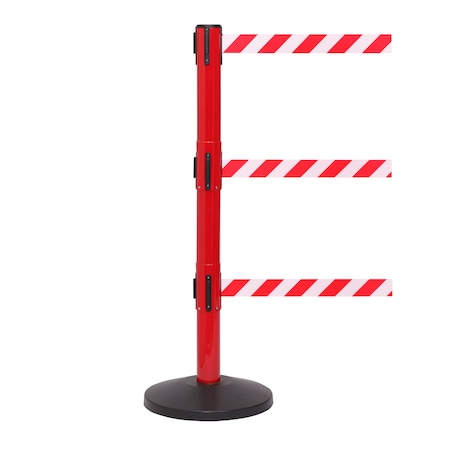 Queue Solutions SafetyPro Twin 250, Red, 11' Red/White THIS LINE IS CLOSED Belt SPROTwin250R-RWLC110